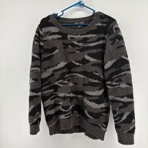 Barefoot Dreams camo Black and Gray Crewneck Sweater